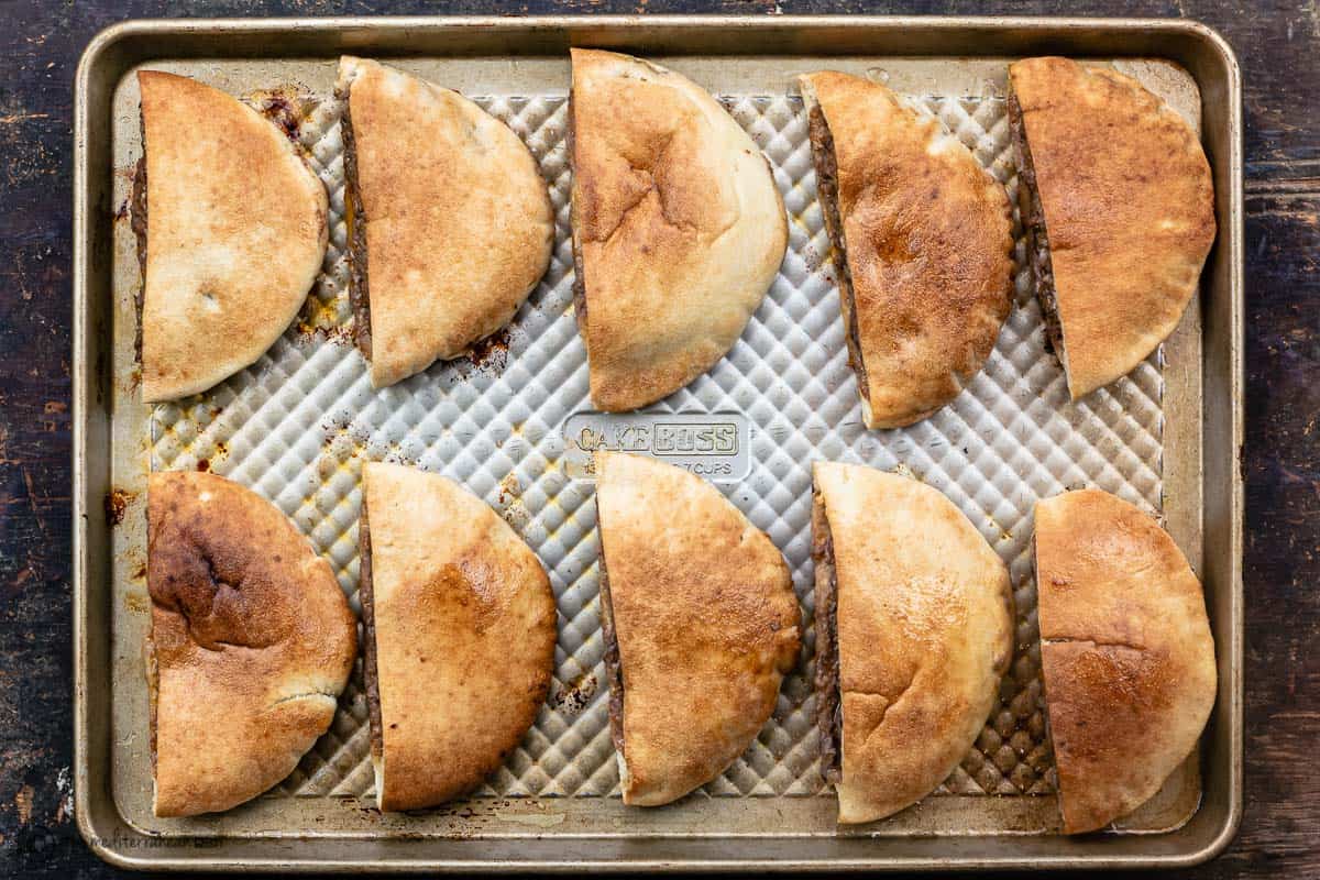 pita pockets stuffed with hawawshi meat mixture 