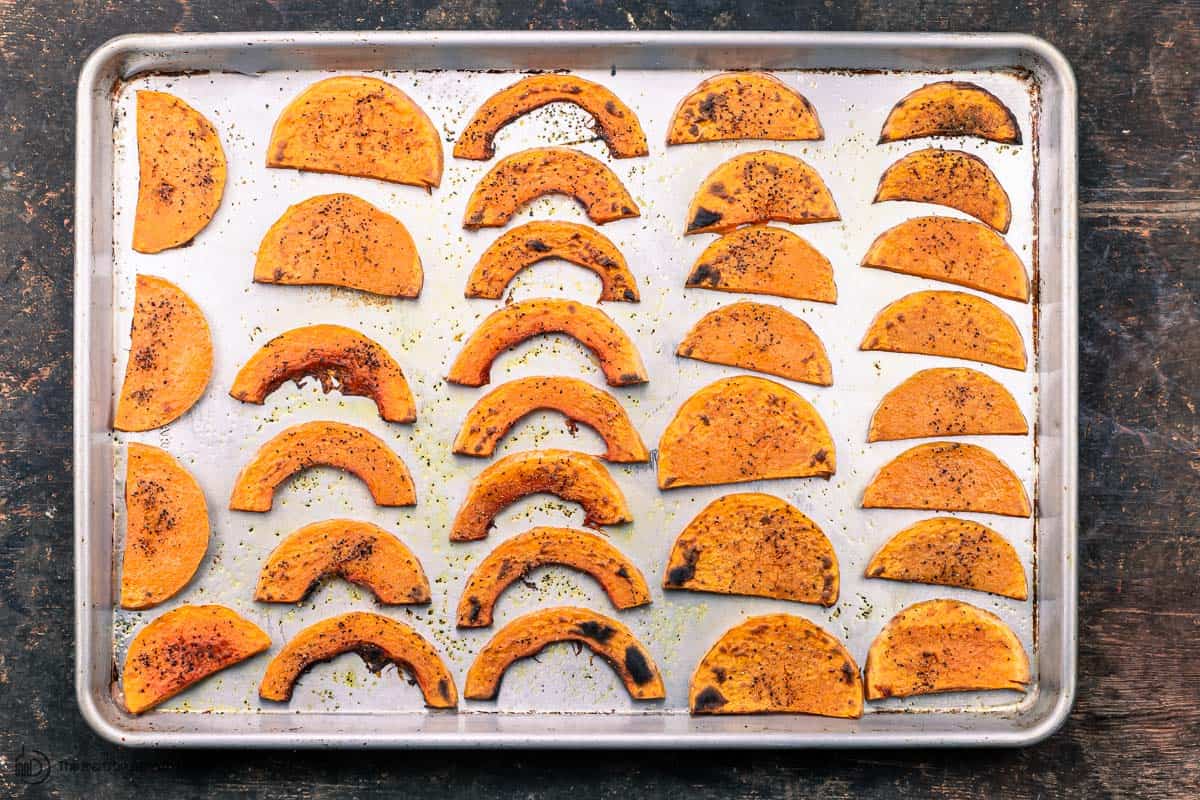 slices of butternut squash roasted and caramlized 