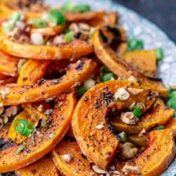 roasted butternut squash slices on a platter