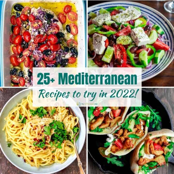 A collage of 4 recipes for best 25+ Mediterranean recipes of the year