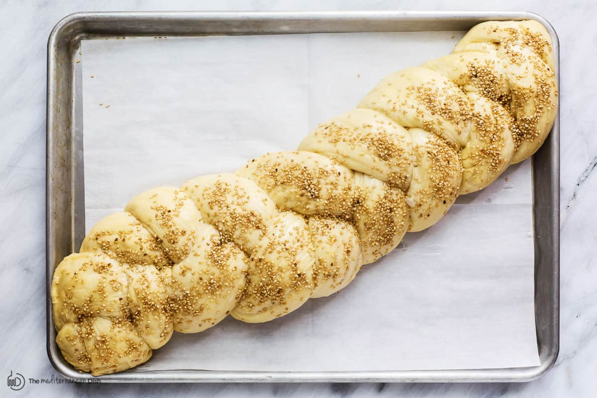 Braided and seasoned dough for challah bread