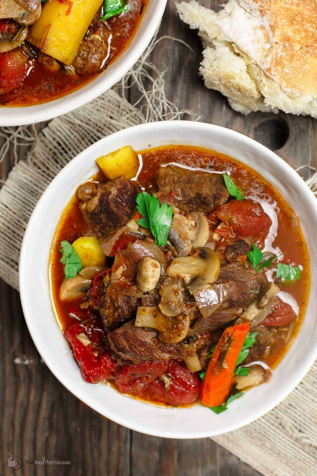 Italian beef stew made in a Crockpot