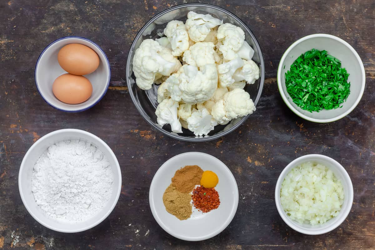 Ingredients for cauliflower fritters