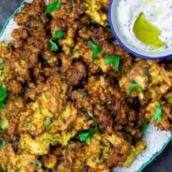 Top down picture of cauliflower fritters