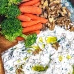 A Pinterest image of Greek yogurt spinach dip
