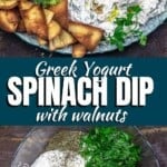 A Pinterest image of spinach yogurt dip