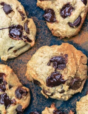 tahini cookies with melty chocolate chips