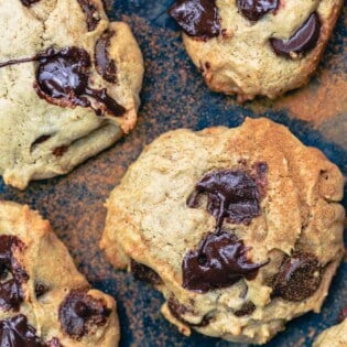 tahini cookies with melty chocolate chips