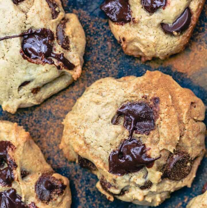 tahini cookies with melty chocolate chips