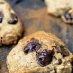 pin image 3 chocolate chip cookies with tahini