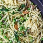 pin image 1 for quick pasta with pancetta and peas