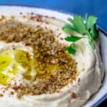 White bean hummus served in a plate