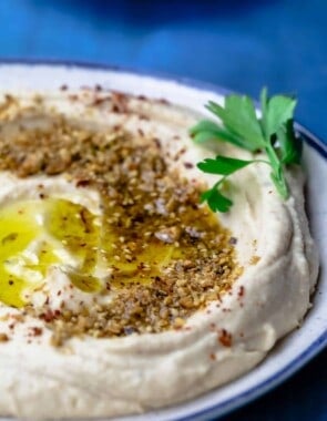 White bean hummus served in a plate