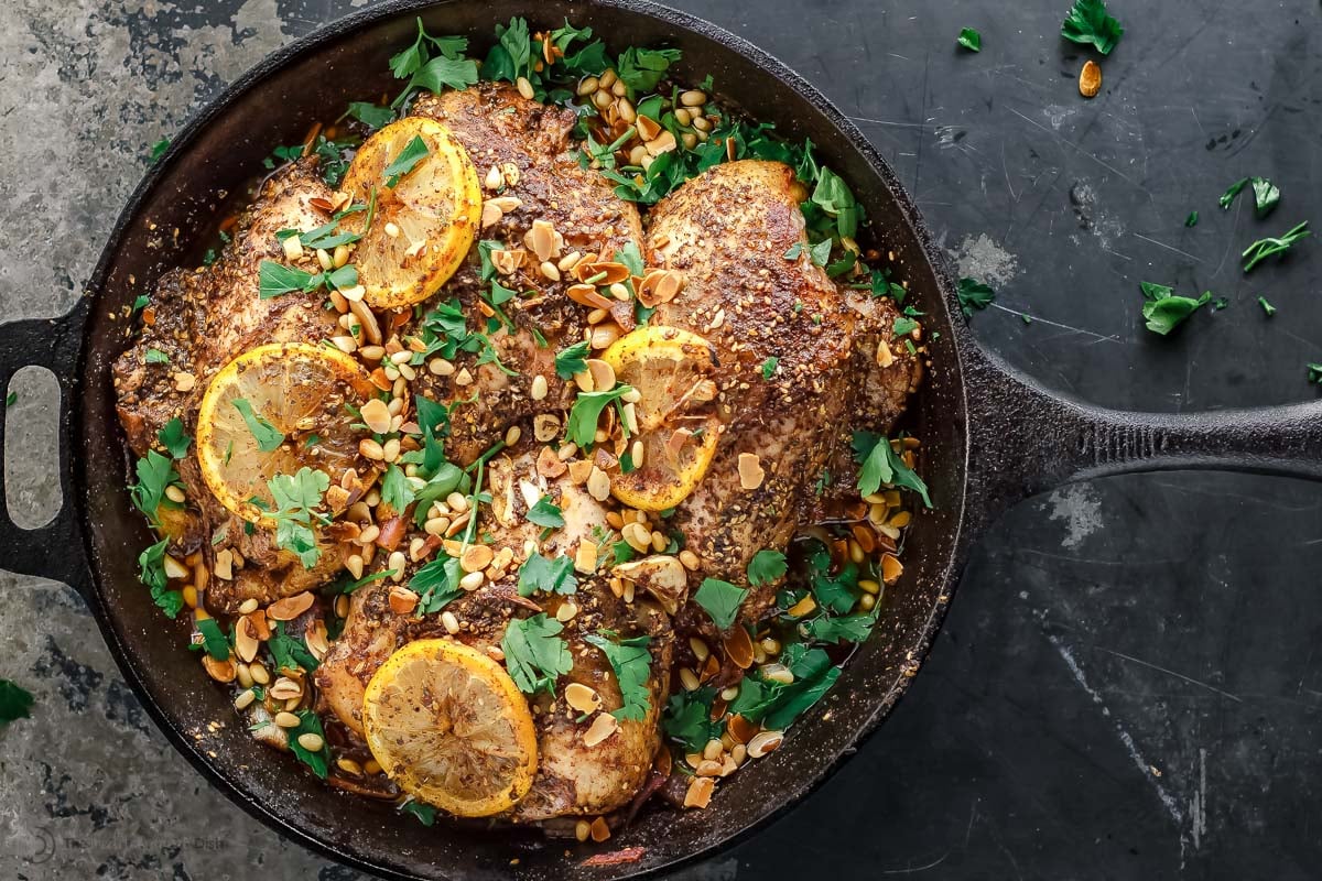 Top down picture of za'atar roasted chicken breast