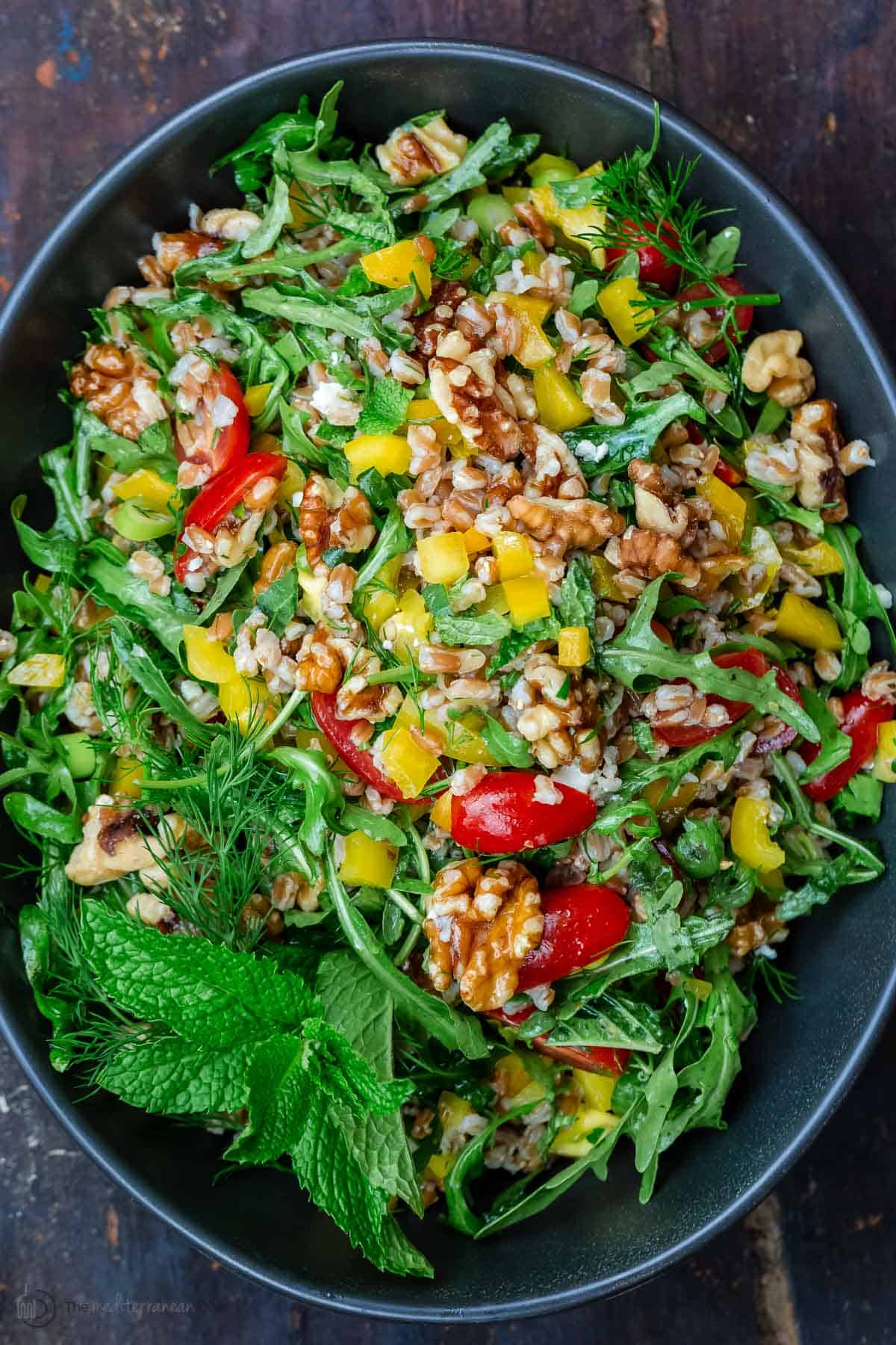 Mediterranean Farro Salad with Arugula and Walnuts-image