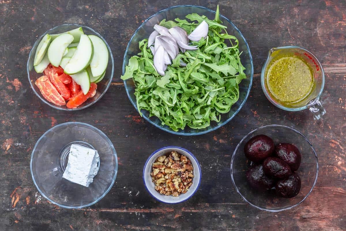 Ingredients for orange beet salad recipe