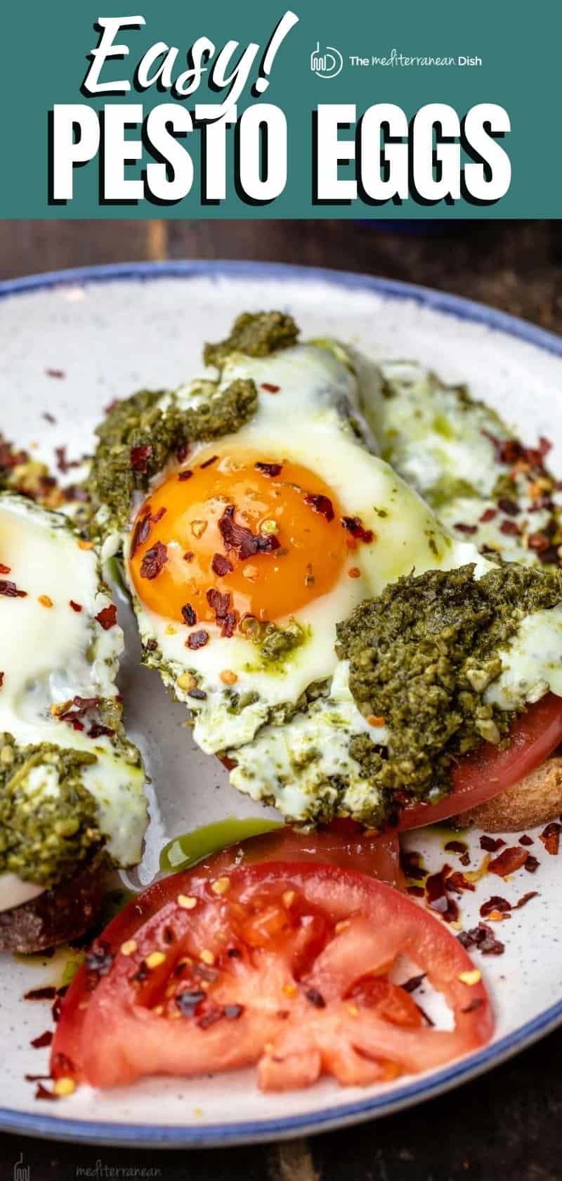 Pesto Eggs with Mozzarella and Tomatoes | The Mediterranean Dish