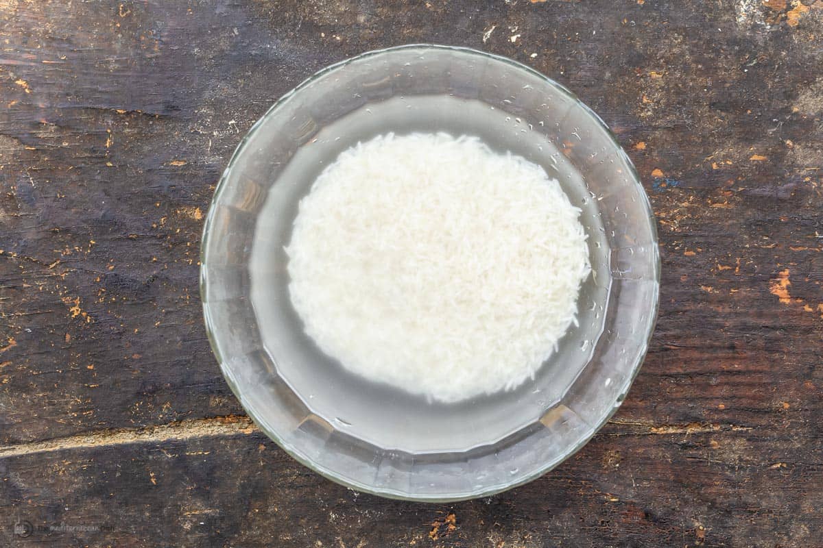 basmati rice soaking in water