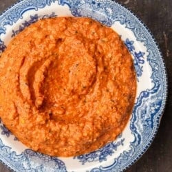 A bowl of romesco sauce