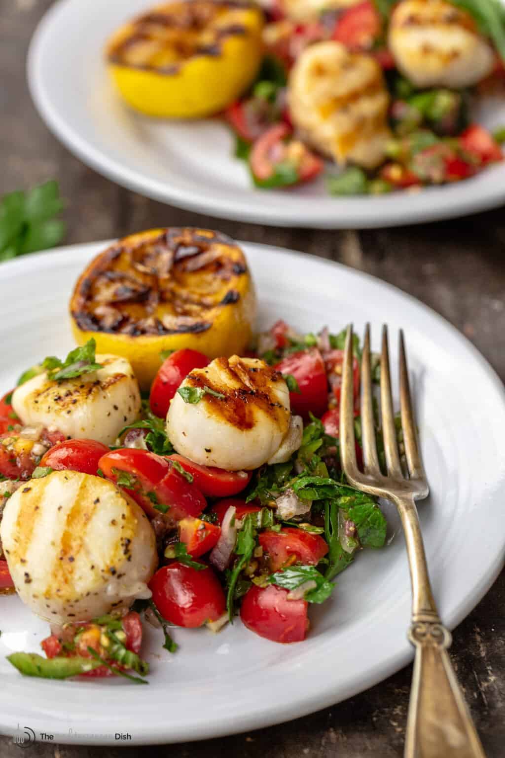 Easy Grilled Scallops with Mediterranean Salsa l The Mediterranean Dish