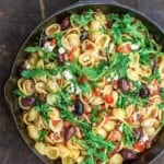 Orecchiette pasta in a skillet