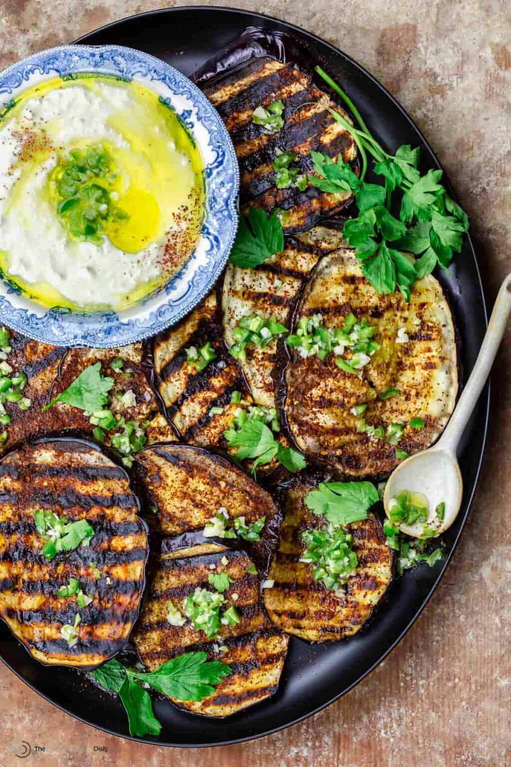 Mediterranean Grilled Eggplant with Whipped Feta l Mediterranean Dish