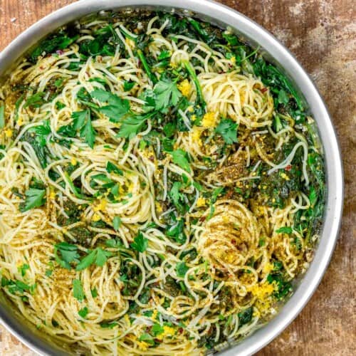 MustTry Garlic Spinach Pasta (with Za'atar) l The Mediterranean Dish