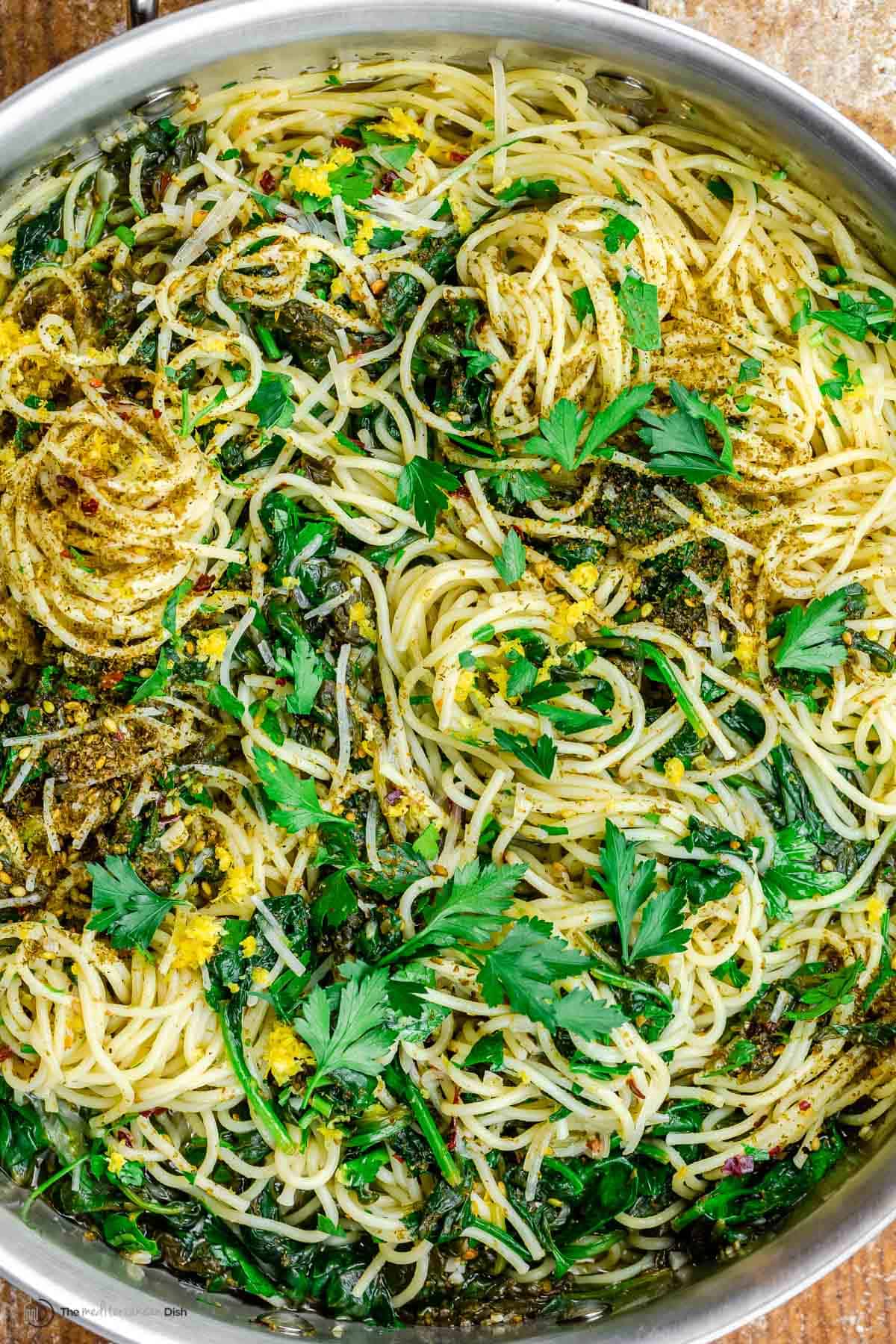 Za'atar Garlic Spinach Pasta - Easy Healthy Meal Ideas