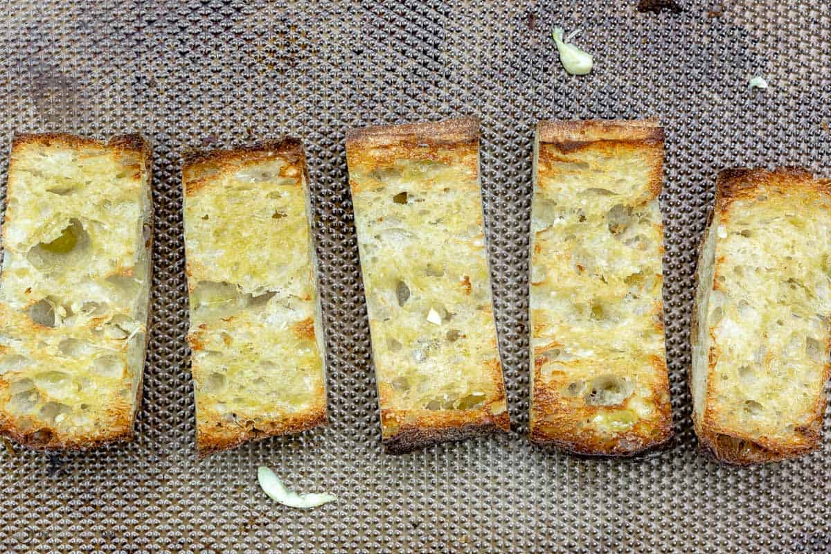 Slices of toasted ciabatta bread