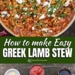 Pinterest image for Greek lamb stew