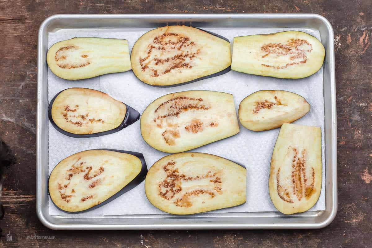 sliced and salted raw eggplant