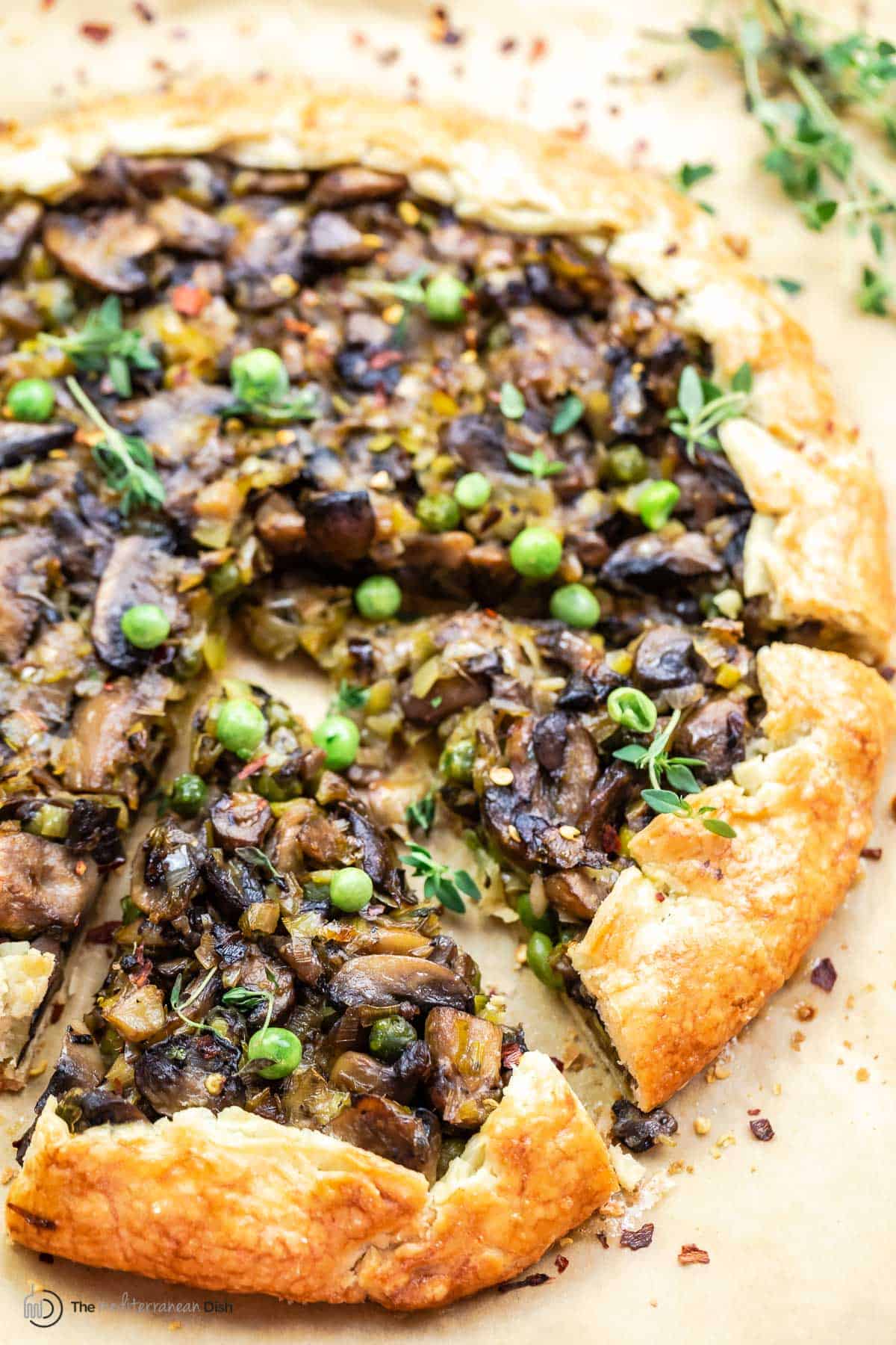 Close-up of a mushroom galette