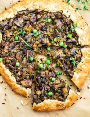 Close-up of a mushroom galette