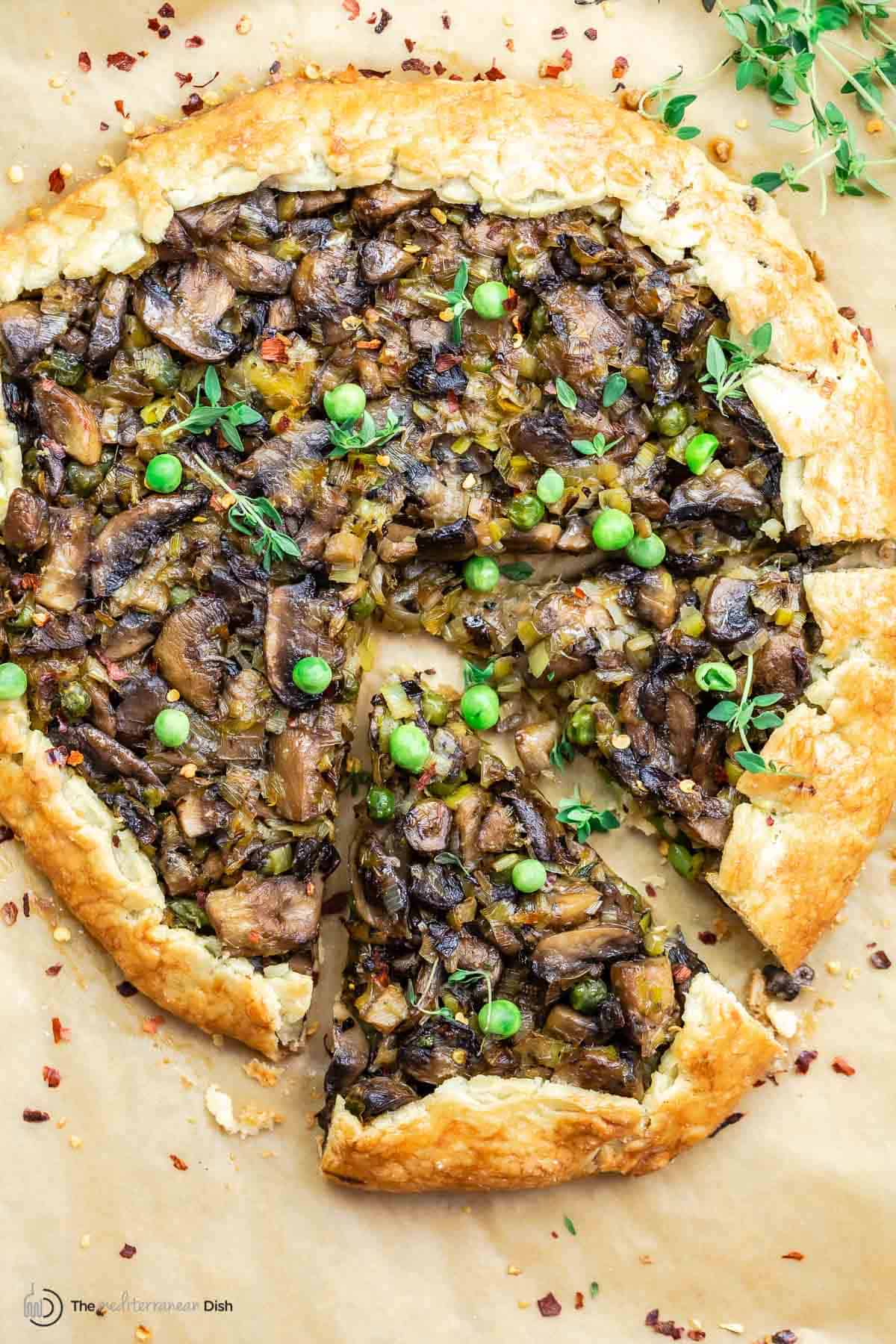 Close-up of a mushroom galette