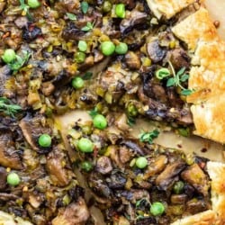 Close-up of a mushroom galette