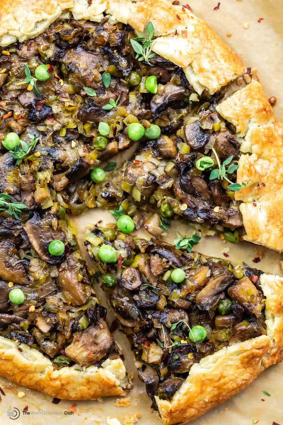 Close-up of a mushroom galette