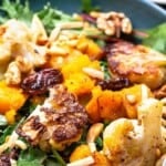 pin image 2 for roasted cauliflower salad with butternut squash and spring mix