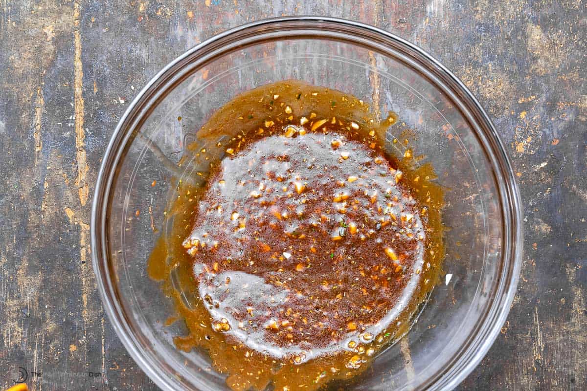 balsamic marinade in a glass bowl