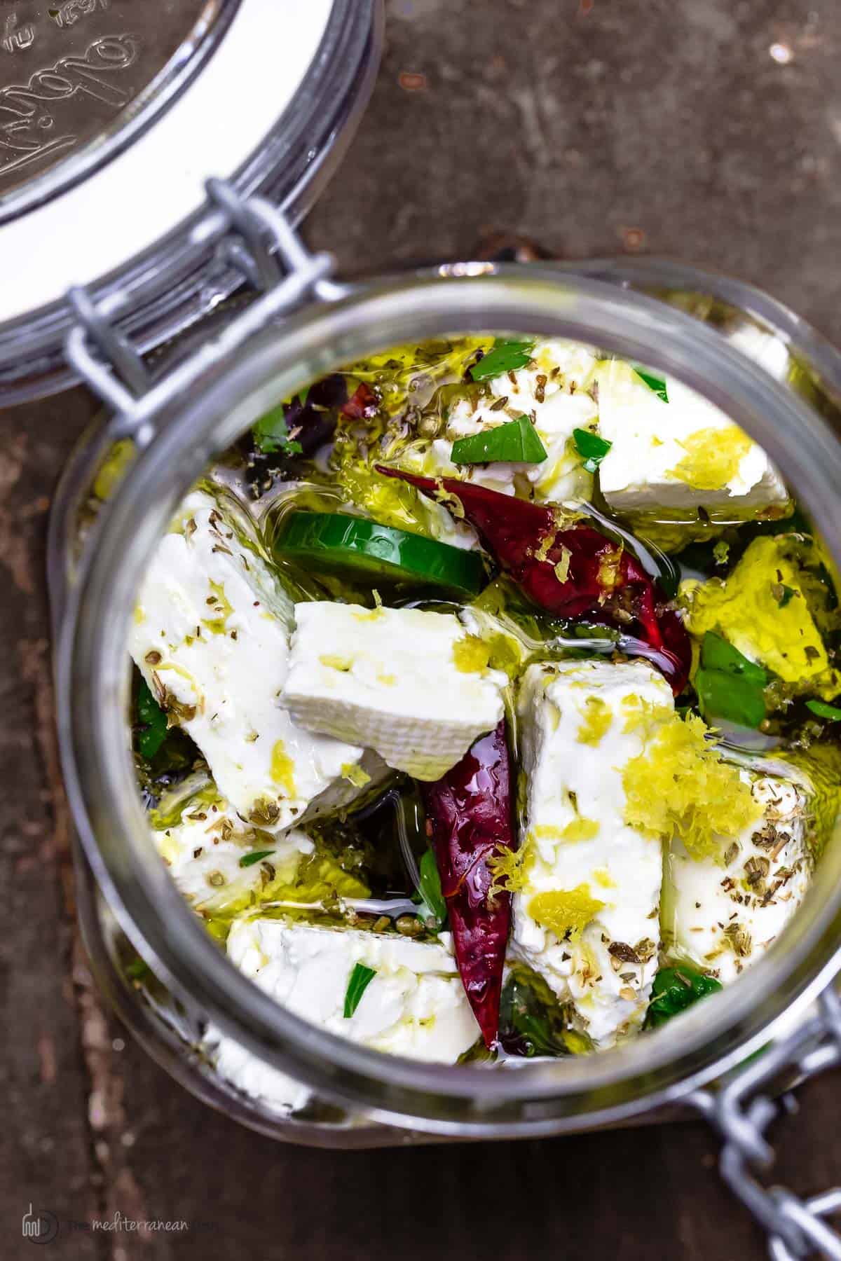 5Minute Marinated Feta Recipe The Mediterranean Dish