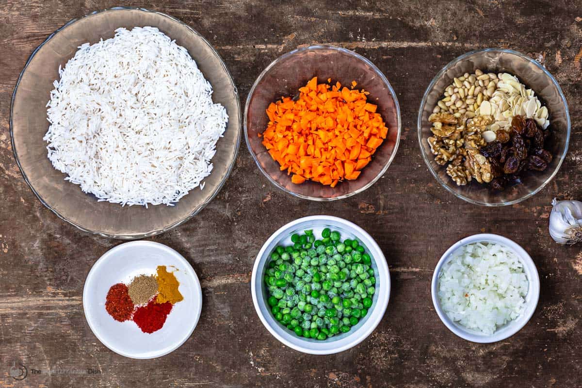 ingredients for rice pilaf