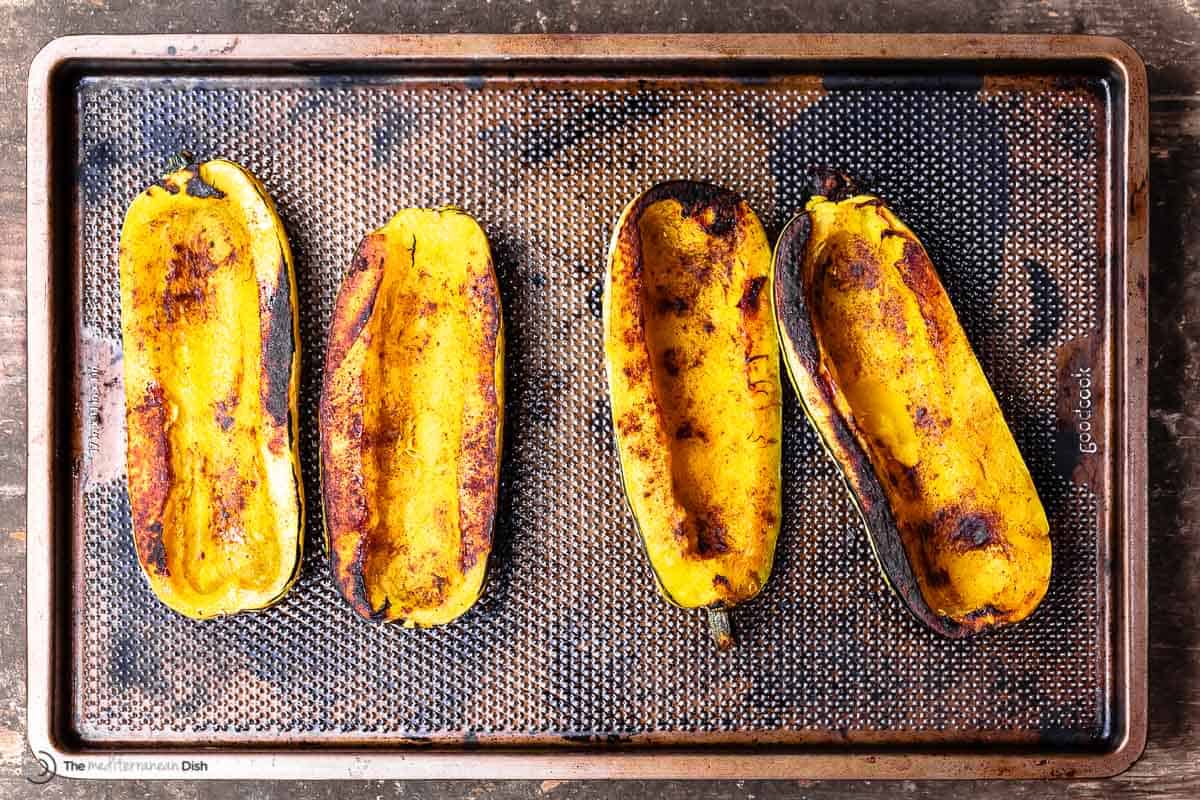 roasted delicata squash halves