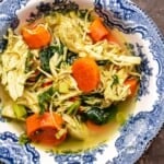 homemade chicken soup with lemon in a bowl