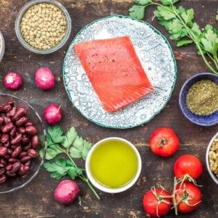 Table setting of Mediterranean ingredients