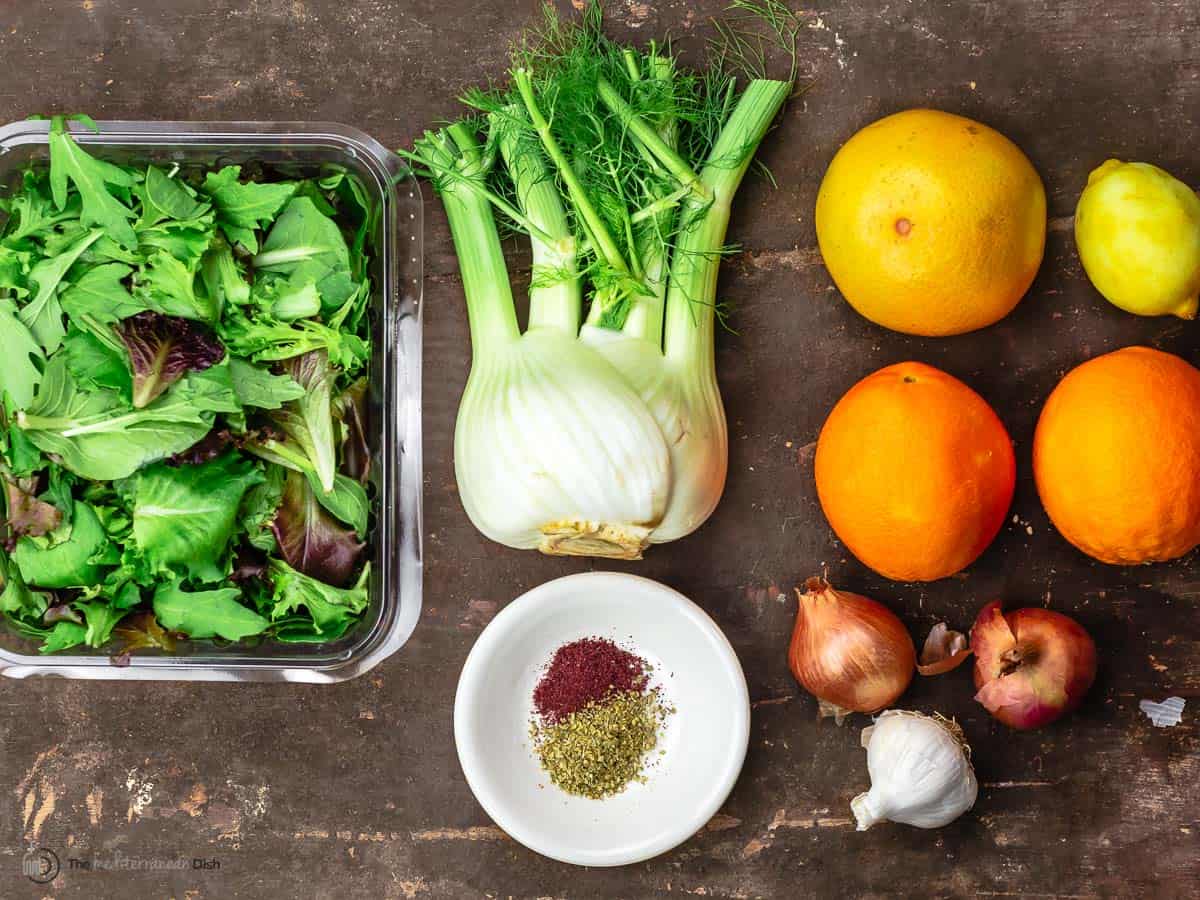 ingredients for fresh fennel orange salad