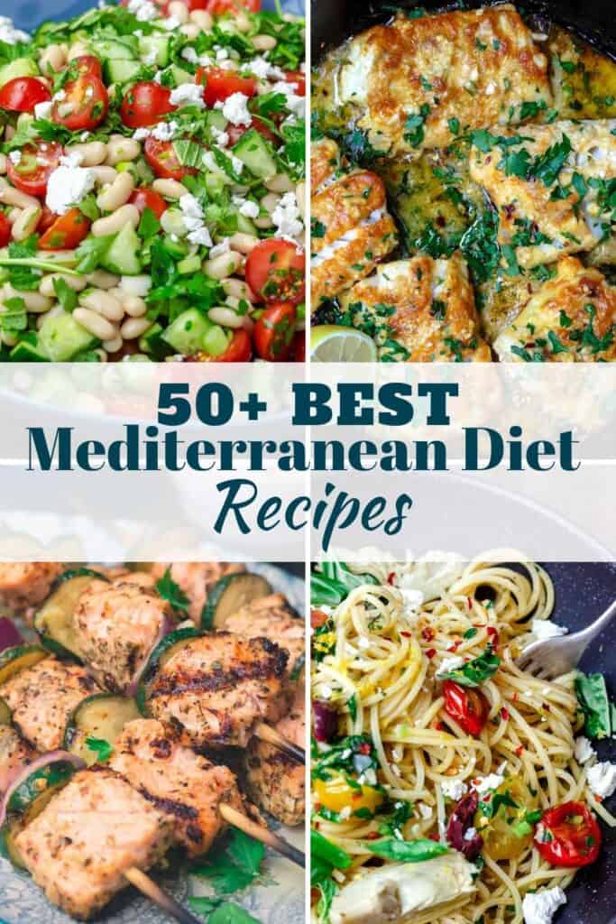 a collage of photos for best Mediterranean diet recipes