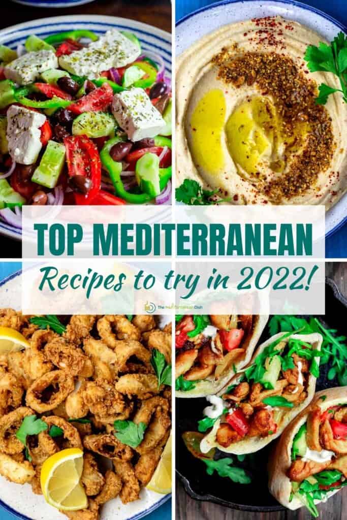 Collage with top Mediterranean recipes to try in 2022