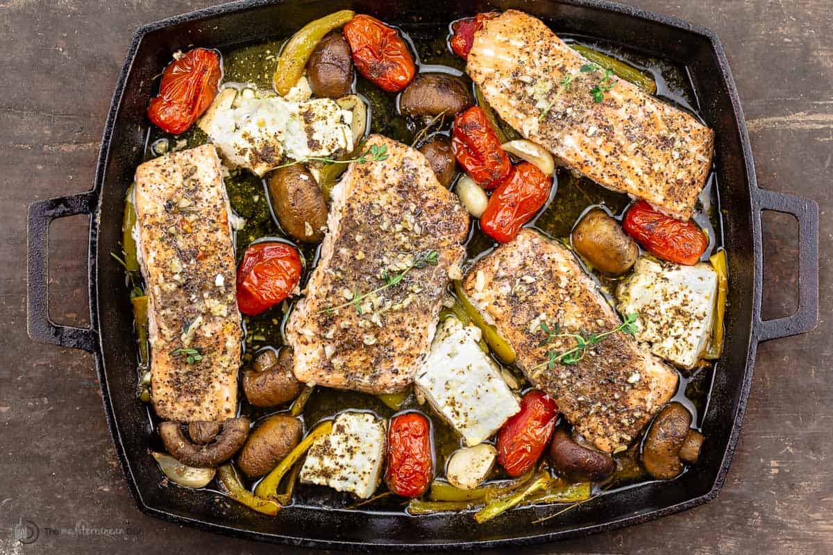 Easy Salmon Recipe with Vegetables and Feta The Mediterranean Dish
