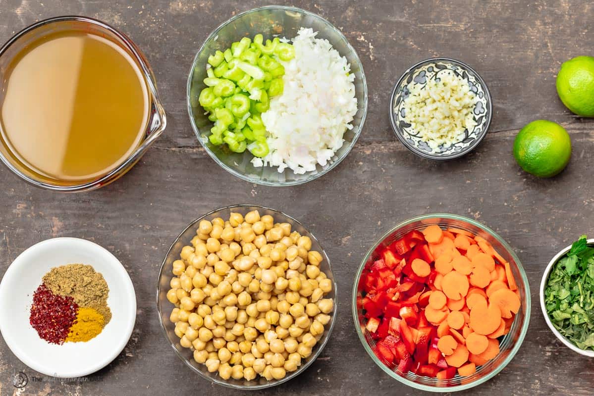 ingredients for Mediterranean chickpea soup