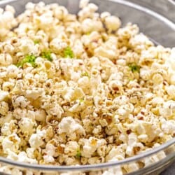 closeup of homemade popcorn