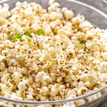 closeup of homemade popcorn